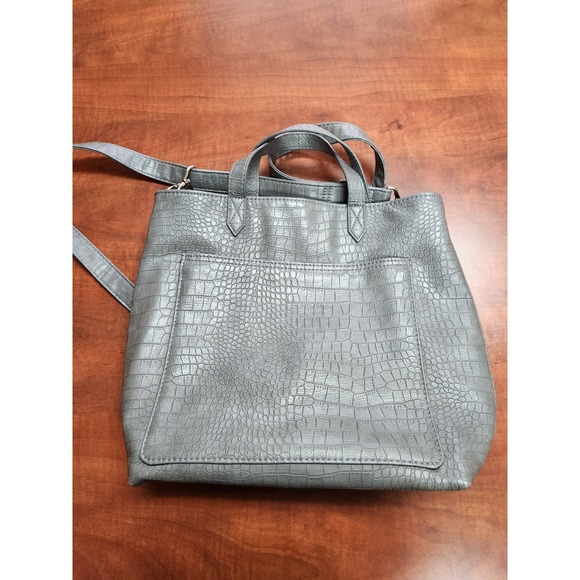 thirty-one Handbags - Jewell-Thirty One-Fashion Games-City Charcoal Gray Faux Snake-Crossbody-Purse